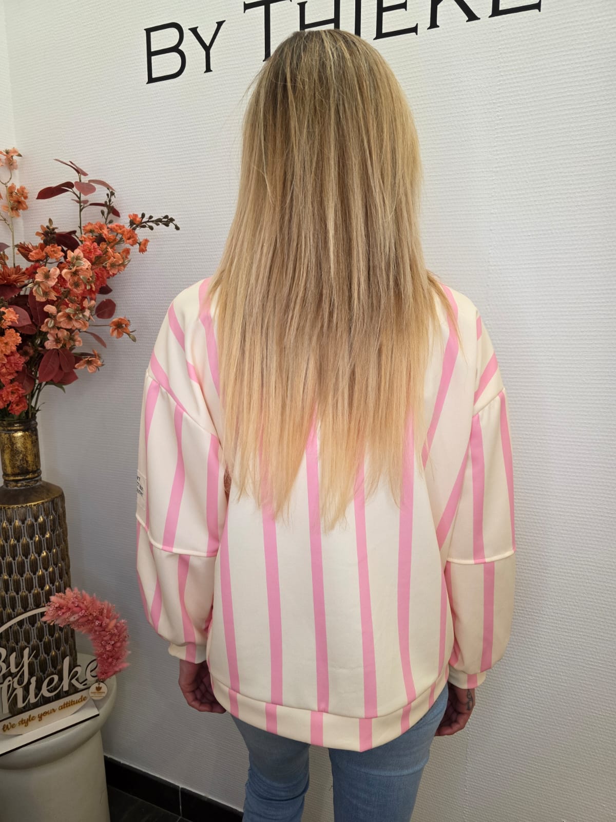 Trui Fleur geel roze