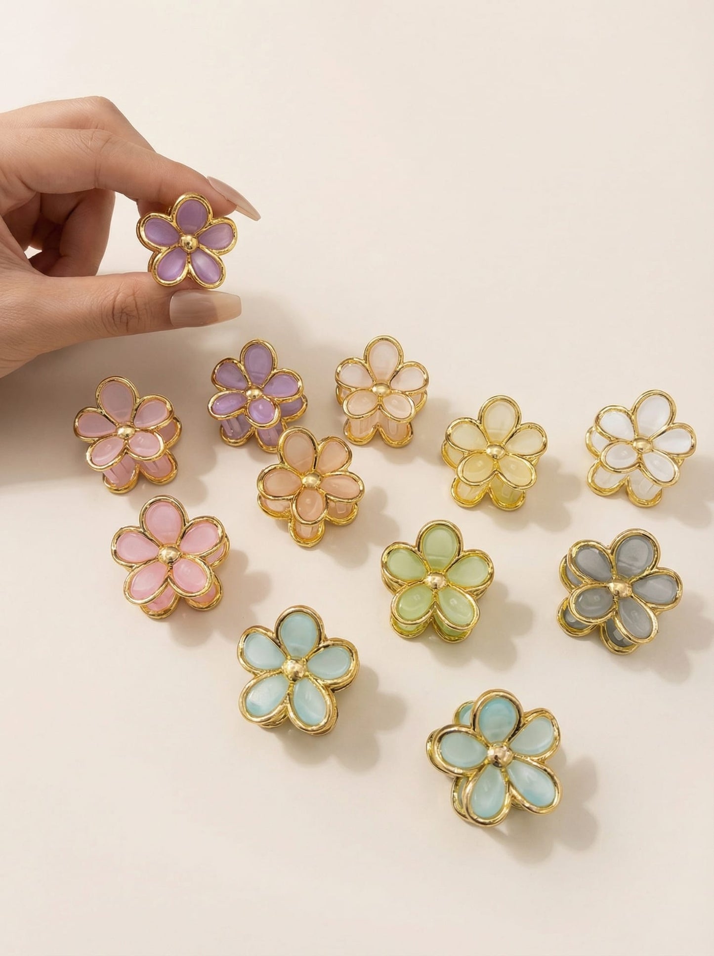 Bloemen haarclips pastelkleuren