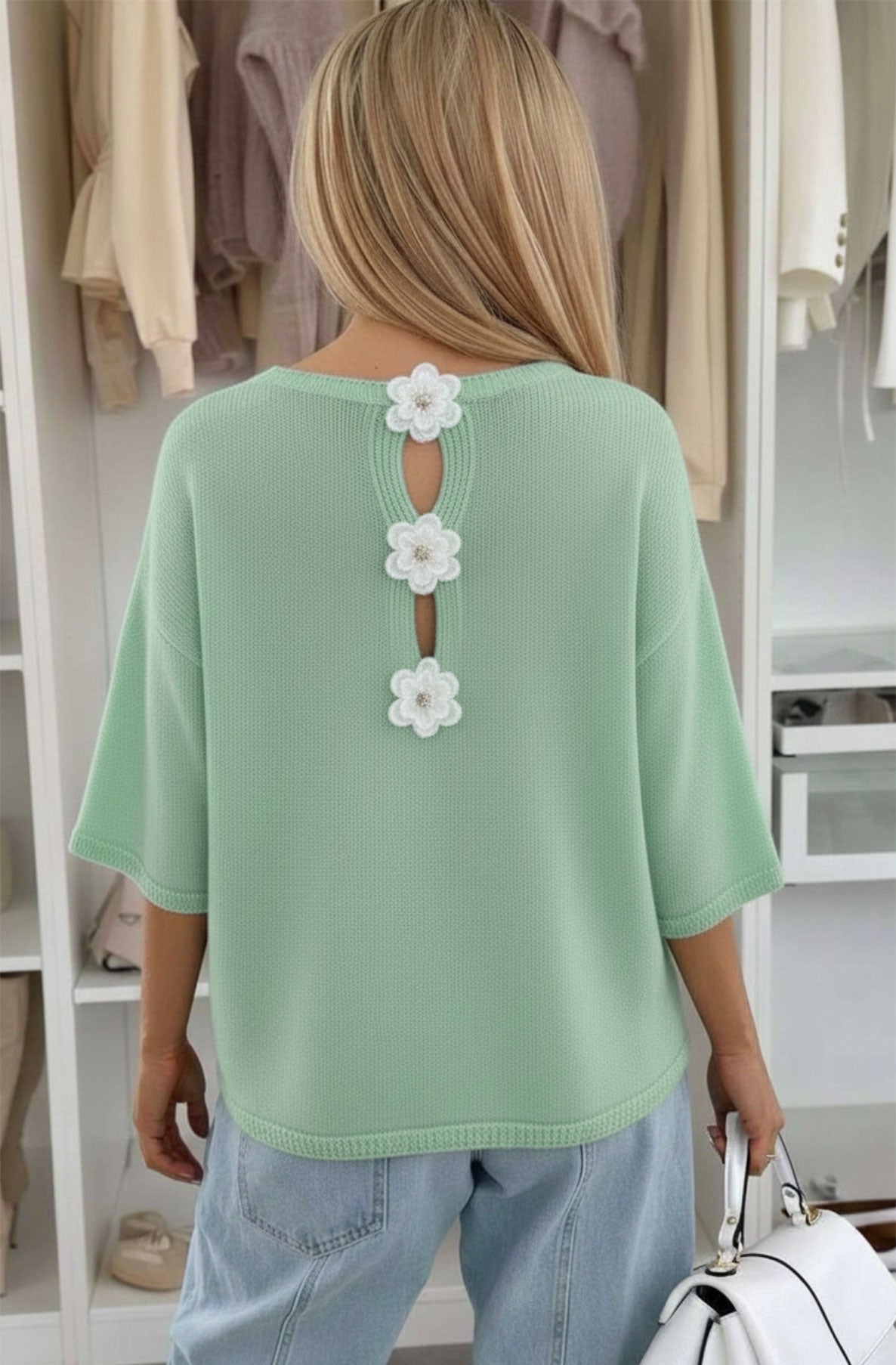 Knit trui flower groen