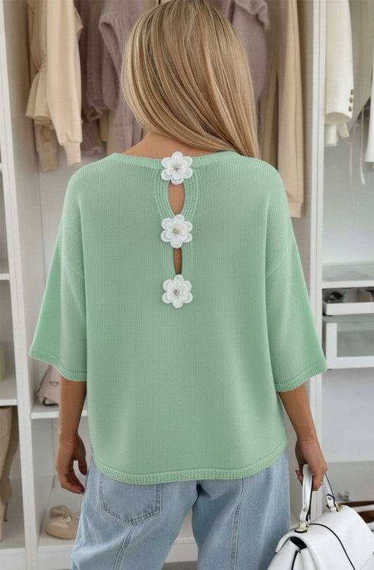 Knit trui flower groen
