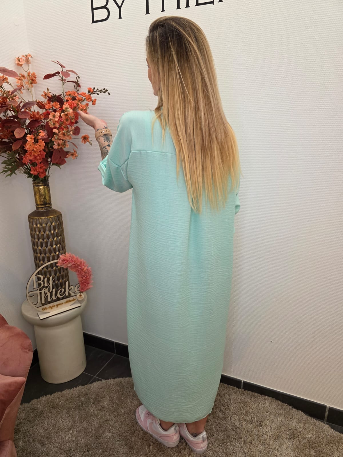 Mint Groene Midi Overhemdjurk