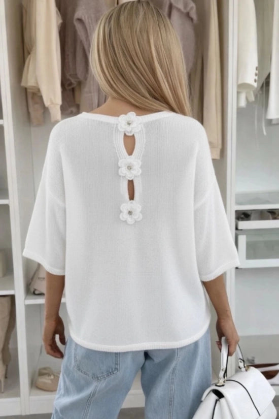 Knit trui flower wit