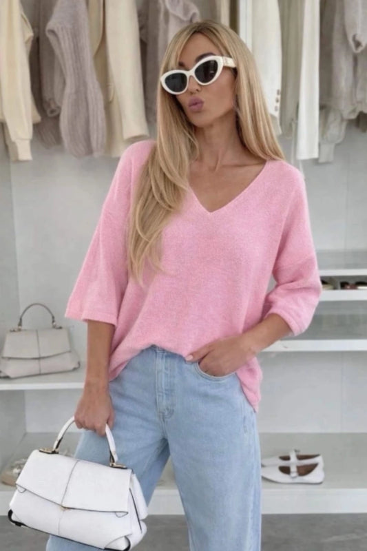 Knit trui flower roze