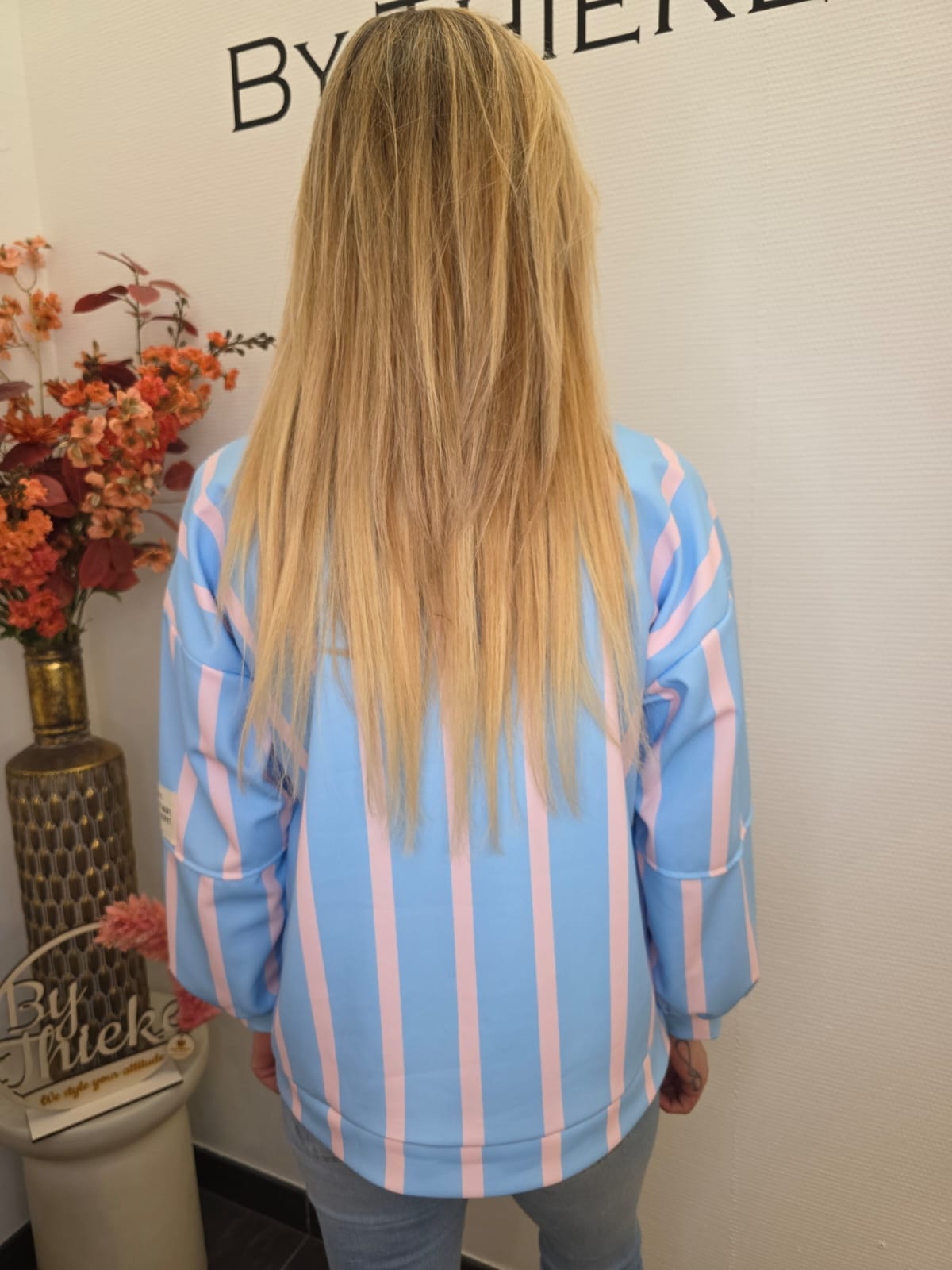 Trui Fleur blauw roze