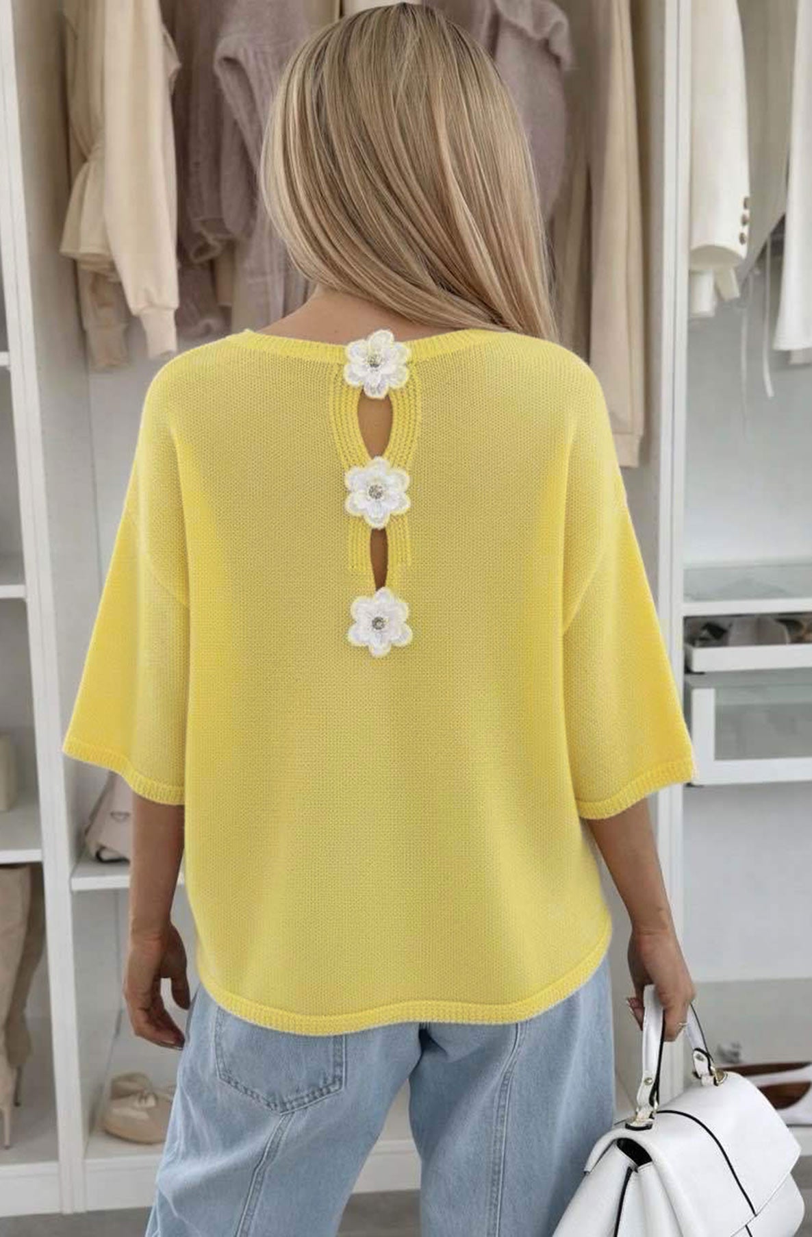 Knit trui flower geel