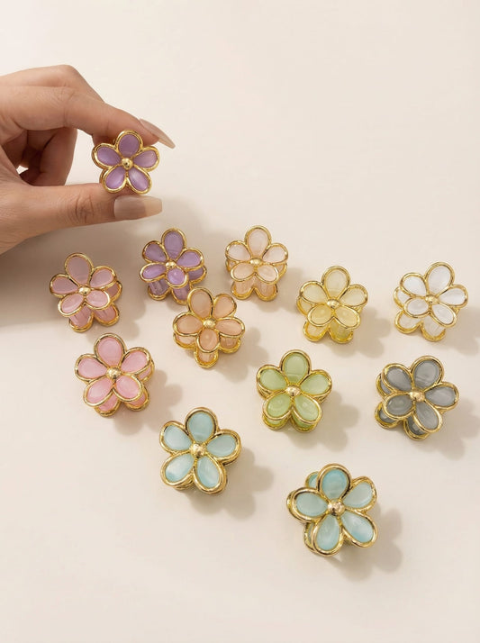 Bloemen haarclips pastelkleuren