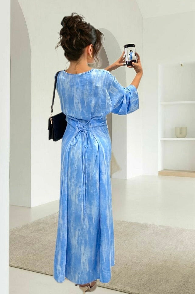 Lange luchtige jurk Dido babyblue